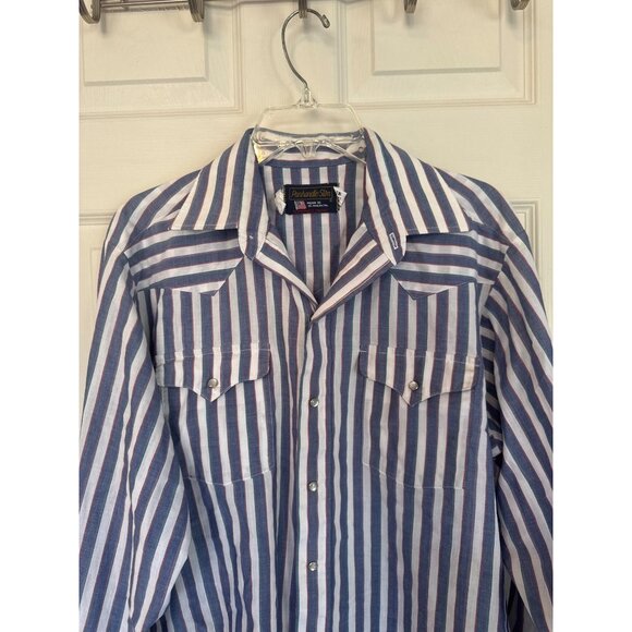 Vintage Panhandle Slim Striped Pearl Snap Western Button Down Shirt Men's Large - Picture 2 of 8